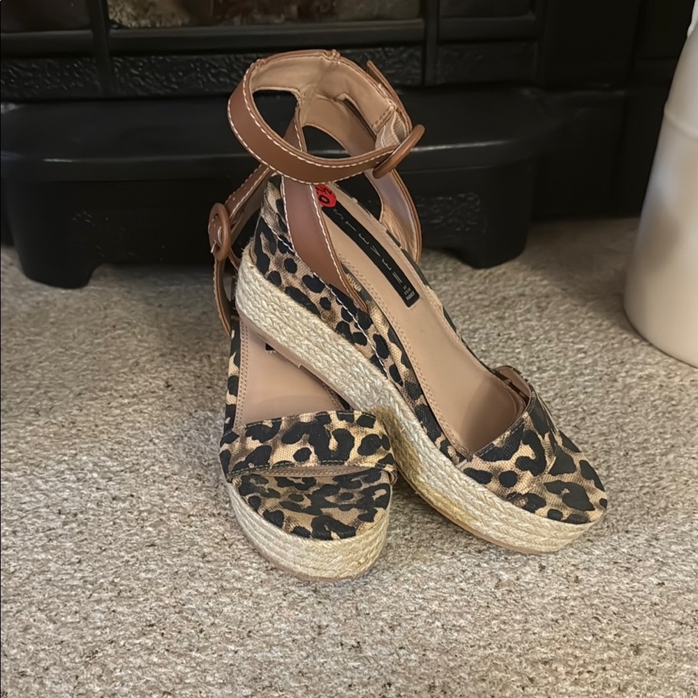 Steven By Steve Madden Leopard Espadrille Wedges
